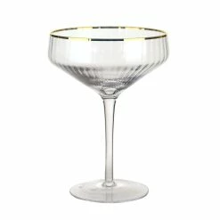 Wheel&Barrow Home COUPE GLASS Optic Clear With Gold Rim 255ml