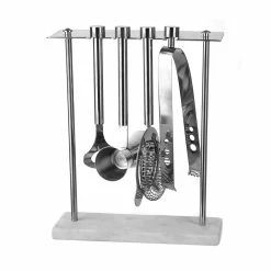 Wheel&Barrow Home Cocktail & Barware Tool Sets BAR TOOL SET Stainless Steel Mirror With Marble Base