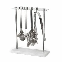 Wheel&Barrow Home Cocktail & Barware Tool Sets BAR TOOL SET Stainless Steel Mirror With Marble Base
