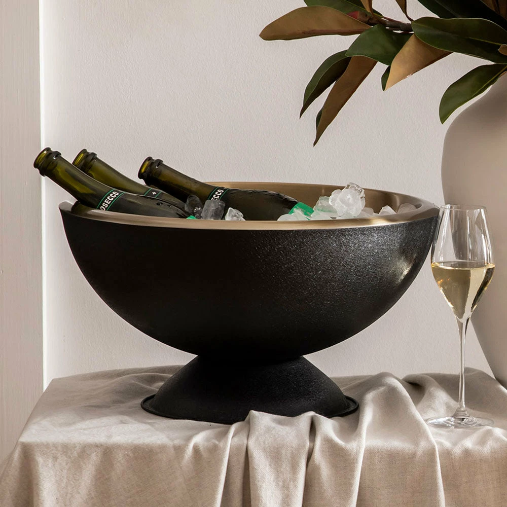 Wheel&Barrow Home Barware CHAMPAGNE TUB Gold With Black Coating 43cm 4 Wheel&Barrow Home Barware CHAMPAGNE TUB Gold With Black Coating 43cm